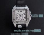 Swiss Cartier Santos Replica Watch White Dial Diamond Bezel